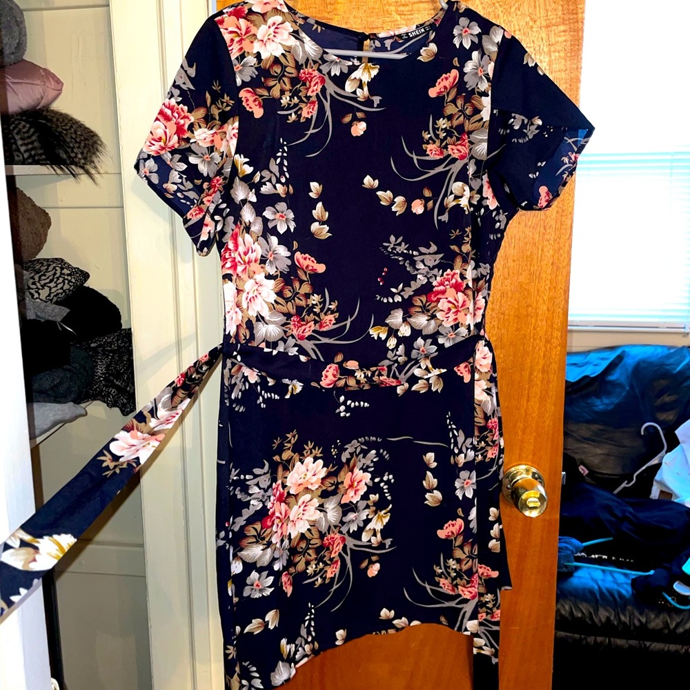 Belted Floral Dress